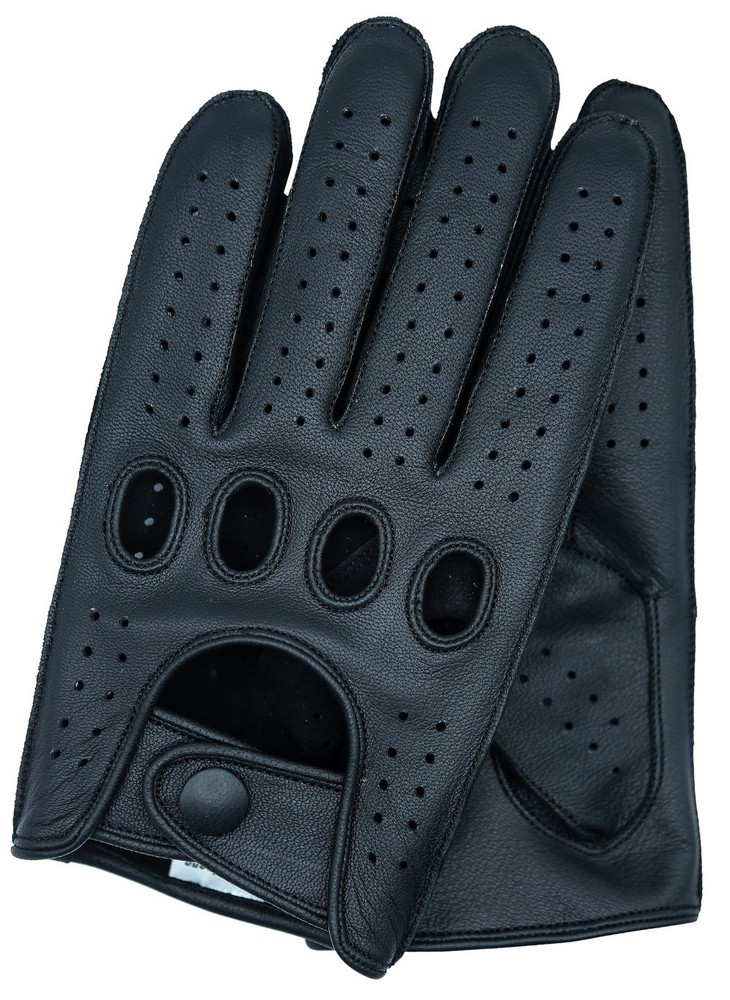 Riparo Reverse Stitched Leather Driving Gloves - Black