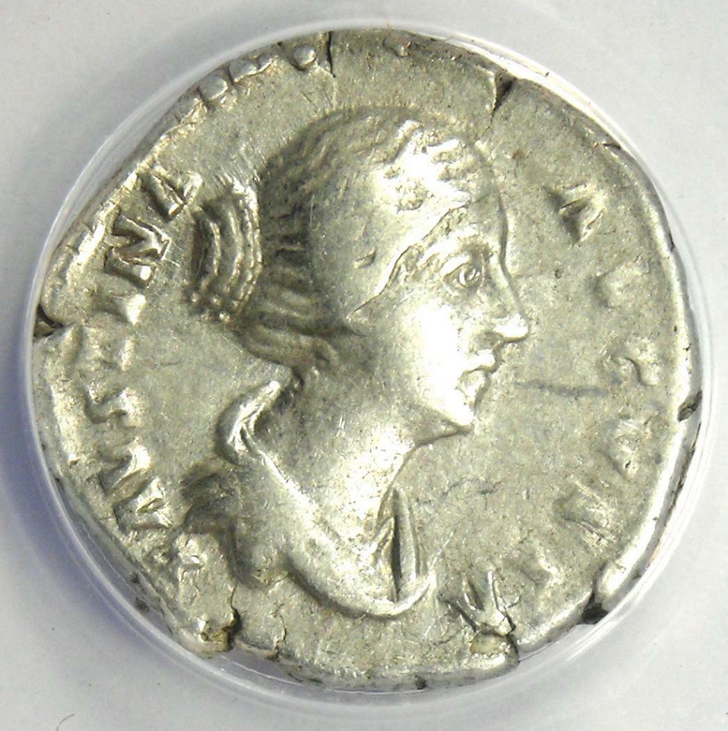 Faustina Junior AR Denarius Silver Coin 157-161 AD - Certified ANACS VF35