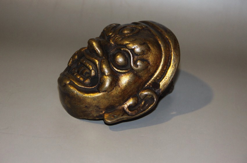 Real Nice Tibet Tibetan Vintage Old Buddhist Alloy Copper Mahakala Offering Mask