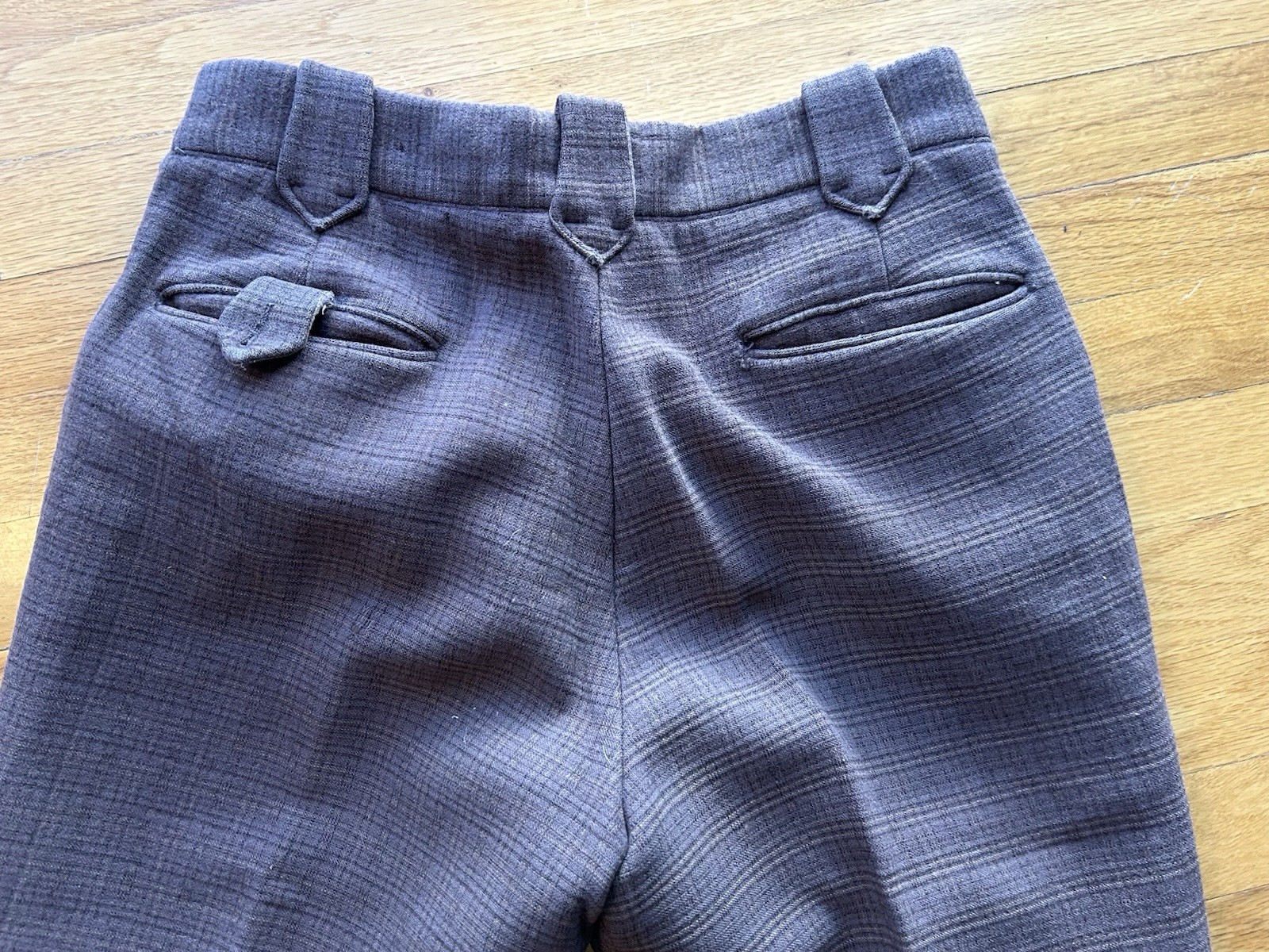 EDDIE BAUER Vintage Heavy Wool Plaid Hunting Winter Pants Leather Cuffs 31-32" W