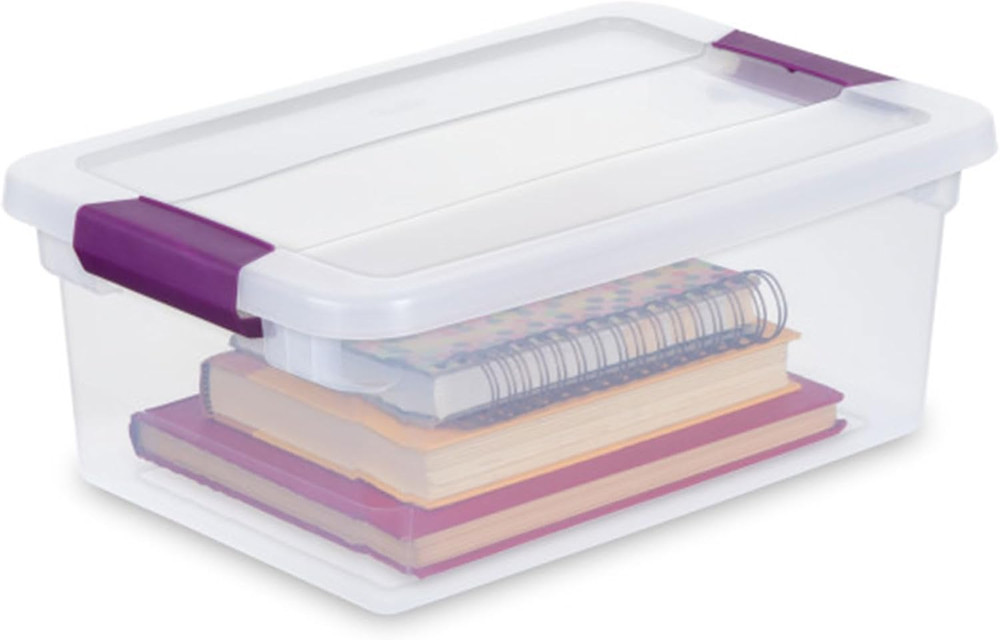 Sterilite 12-Pack 15 Quart Clearview Latch Box, Stackable Organizer Bins with La