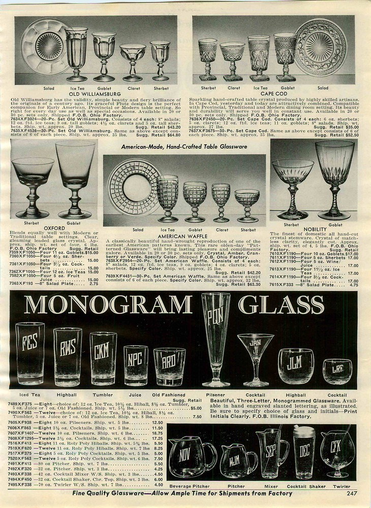 1965 PAPER AD Glassware Old Williamsburg American Waffle Oxford Cape Cod