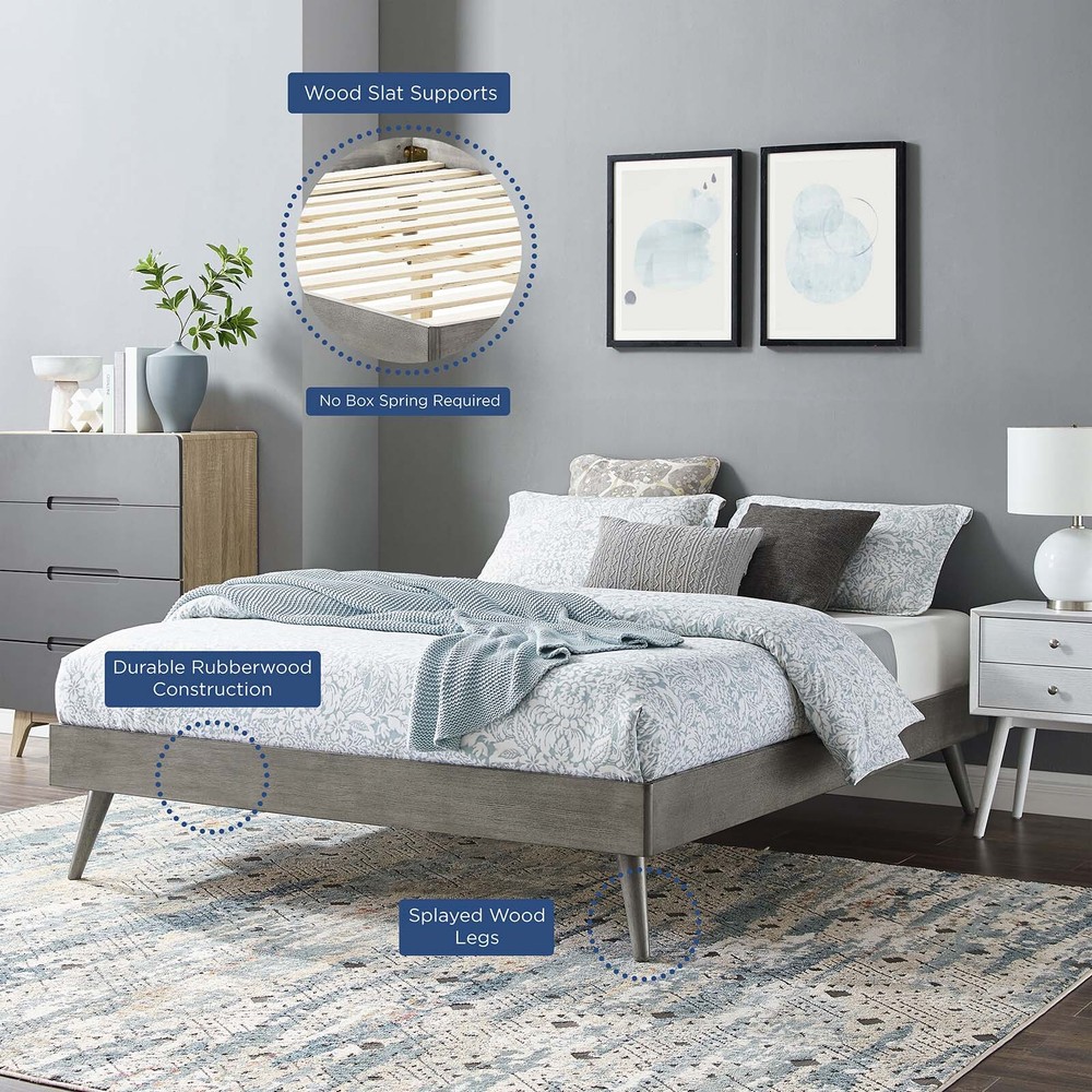 Modway Margo Wood Full Platform Bed Frame in Gray