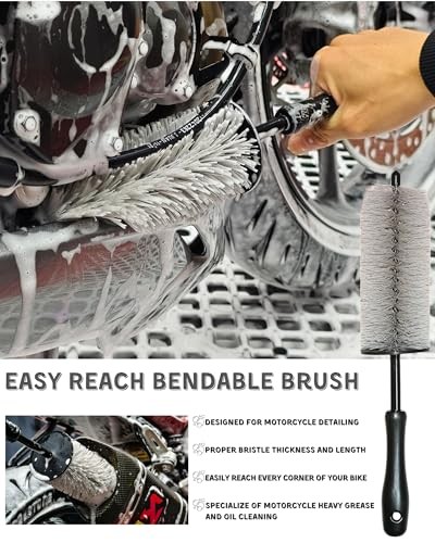 8 Pack Motorcycle Cleaning Kit - Professional Safe for Chrome/Engine/Tires,