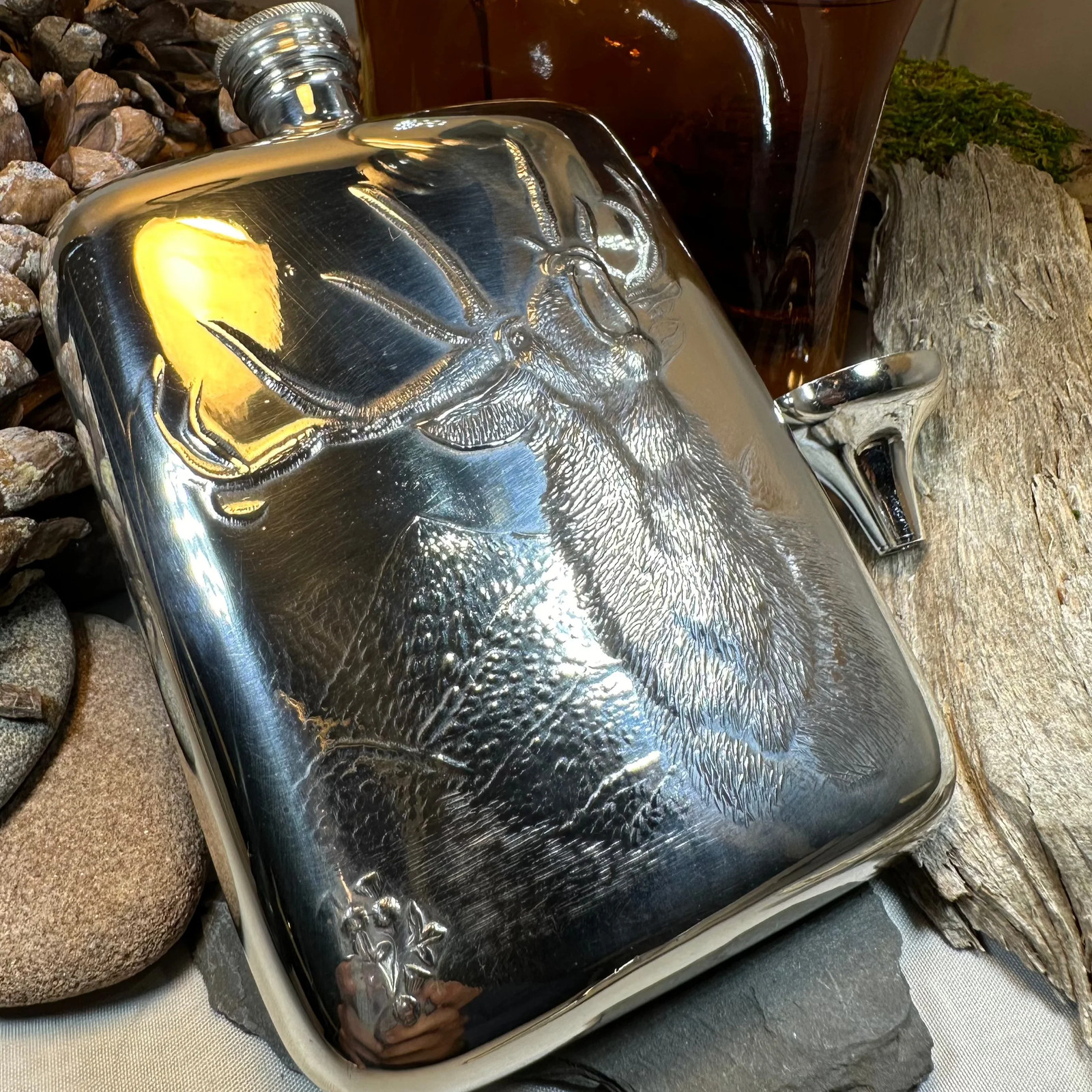 Stag Pewter Hip Flask Hunting Hunter Whisky Lover Mens Gifts