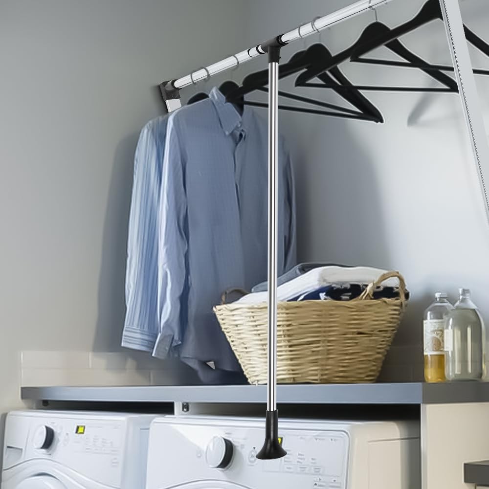 Pull Down Closet Rod, 60 lbs Load Capacity, 1 Pack - 35" ~ 46.2", Black