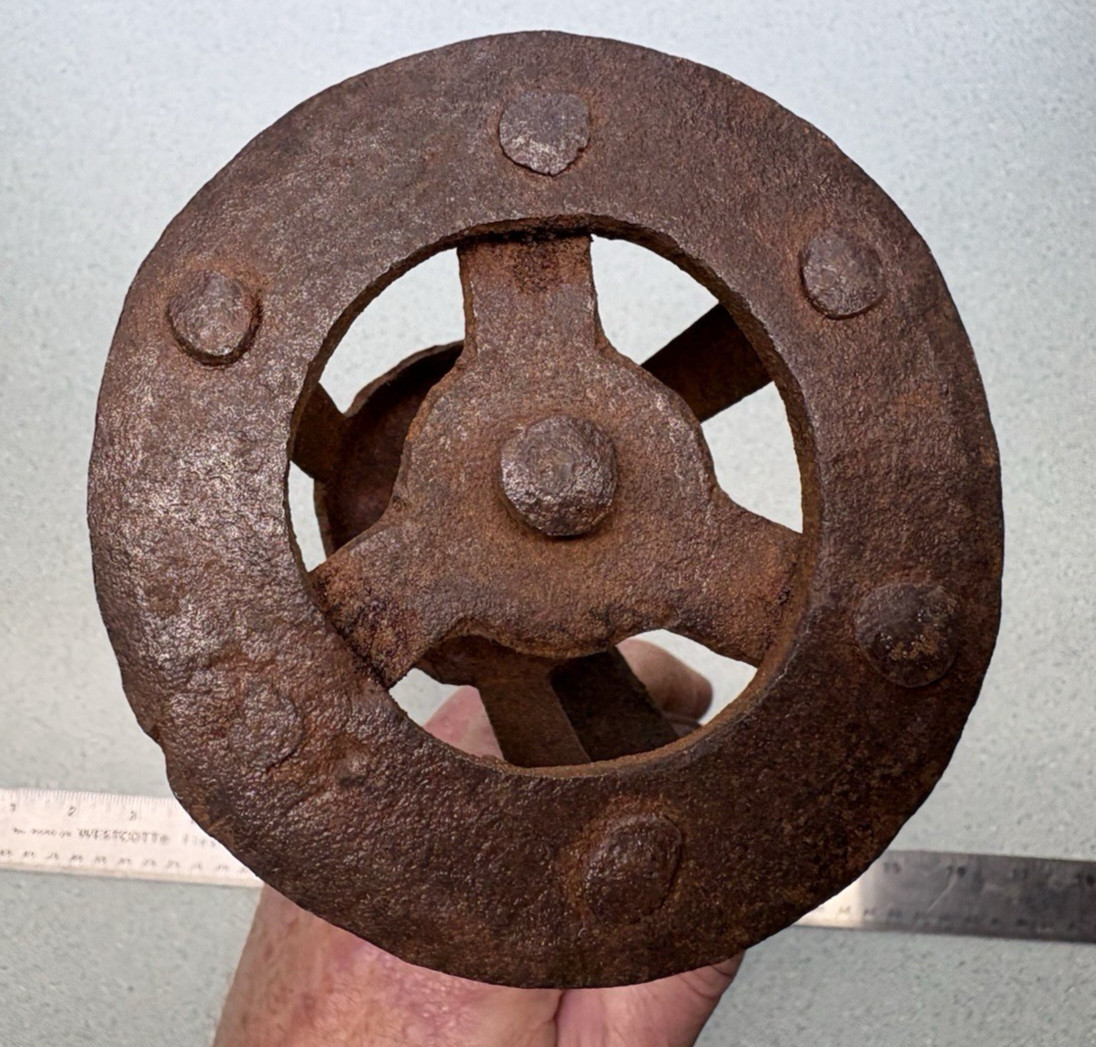 Antique Blacksmith Hand Forged Cage Head LARGE Brace Iron Tool Drill nice