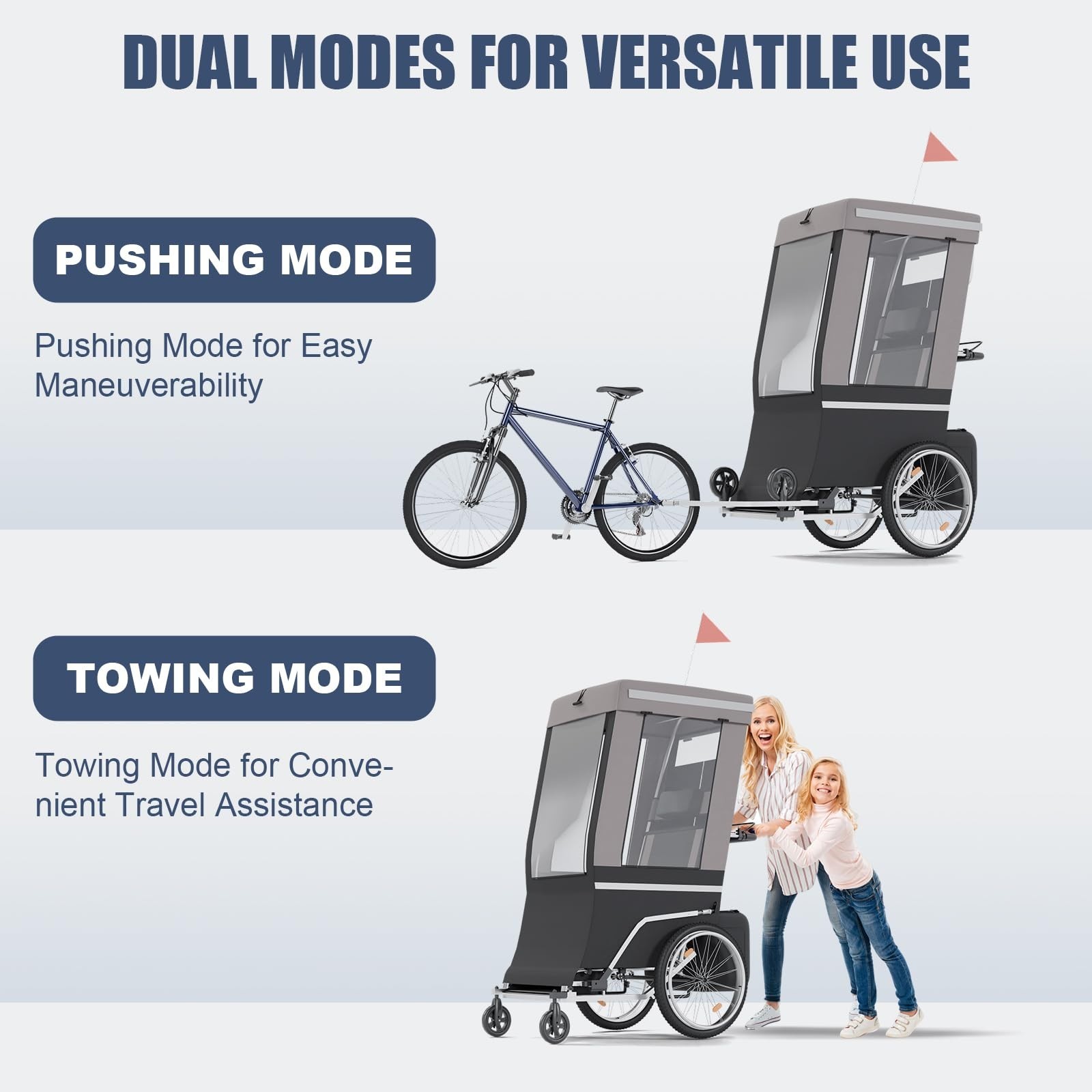 Adult Bicycle Trailer, 165-220 lbs Capacity with Weatherproof Cover