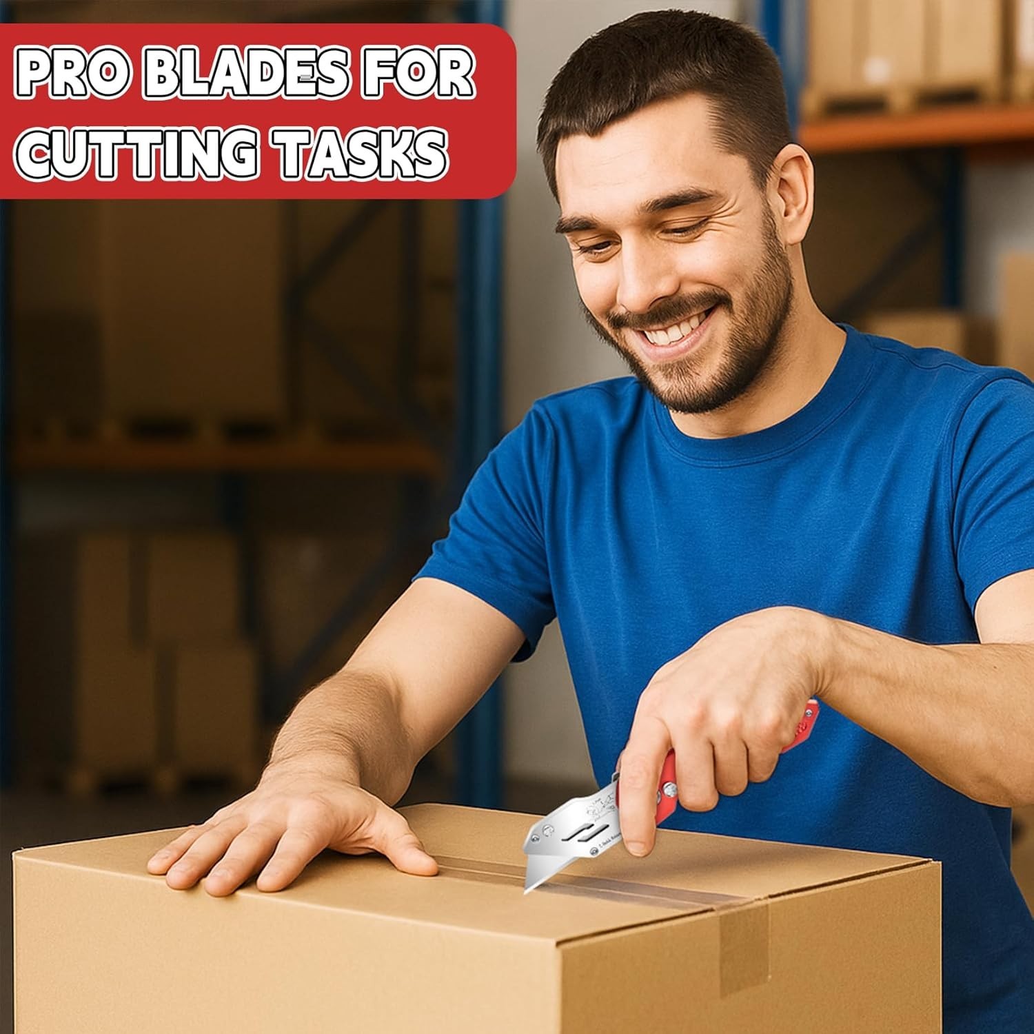 100-Pack-Utility-Knife-Blades, SK5 Steel Box Cutter Blades, Standard Utility Bla