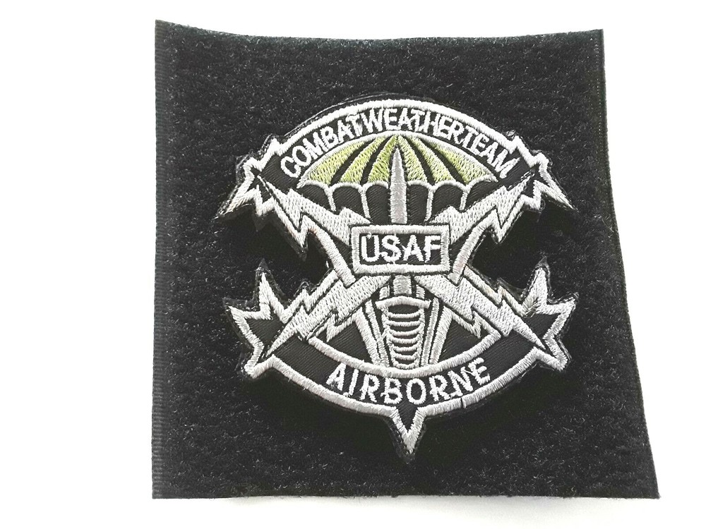 2 pc US AIR FORCE Combat Weather Team emb patches hook back