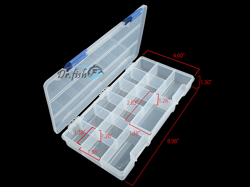 Fishing Tackle Box Lure Bait Hook Storage Compartment Case Waterproof Adjustable