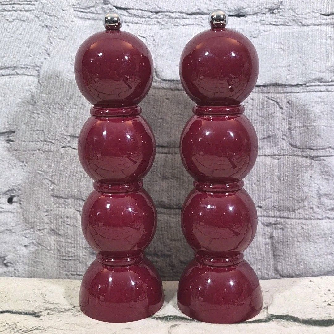 Deep Cherry Red Bobbin Salt And Pepper Mill Grinder 24cm Set Of 2 Addison Ross