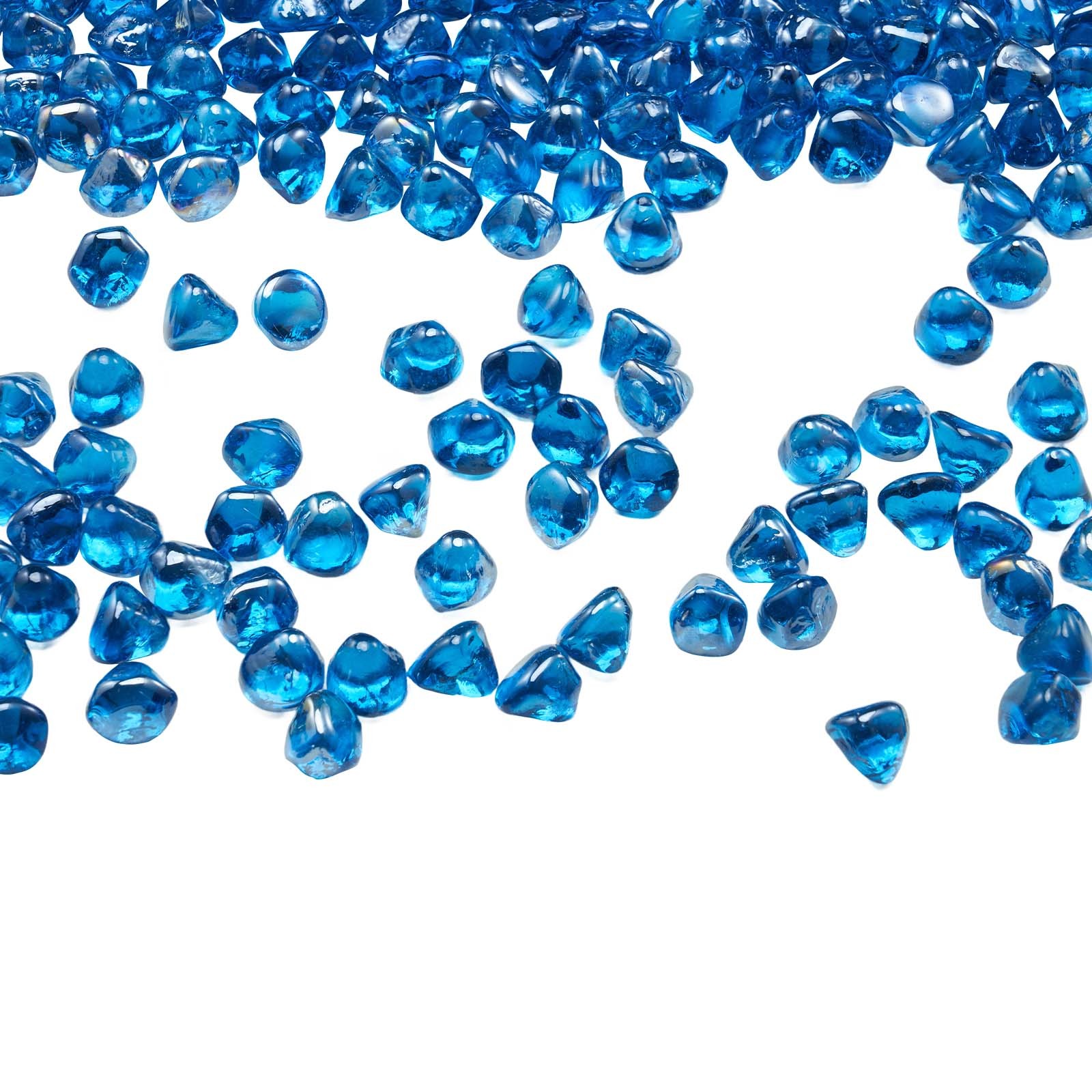 Uimoso 10 lbs Caribbean Blue Fire Pit Glass Rocks, 1-Inch for Fireplace Use