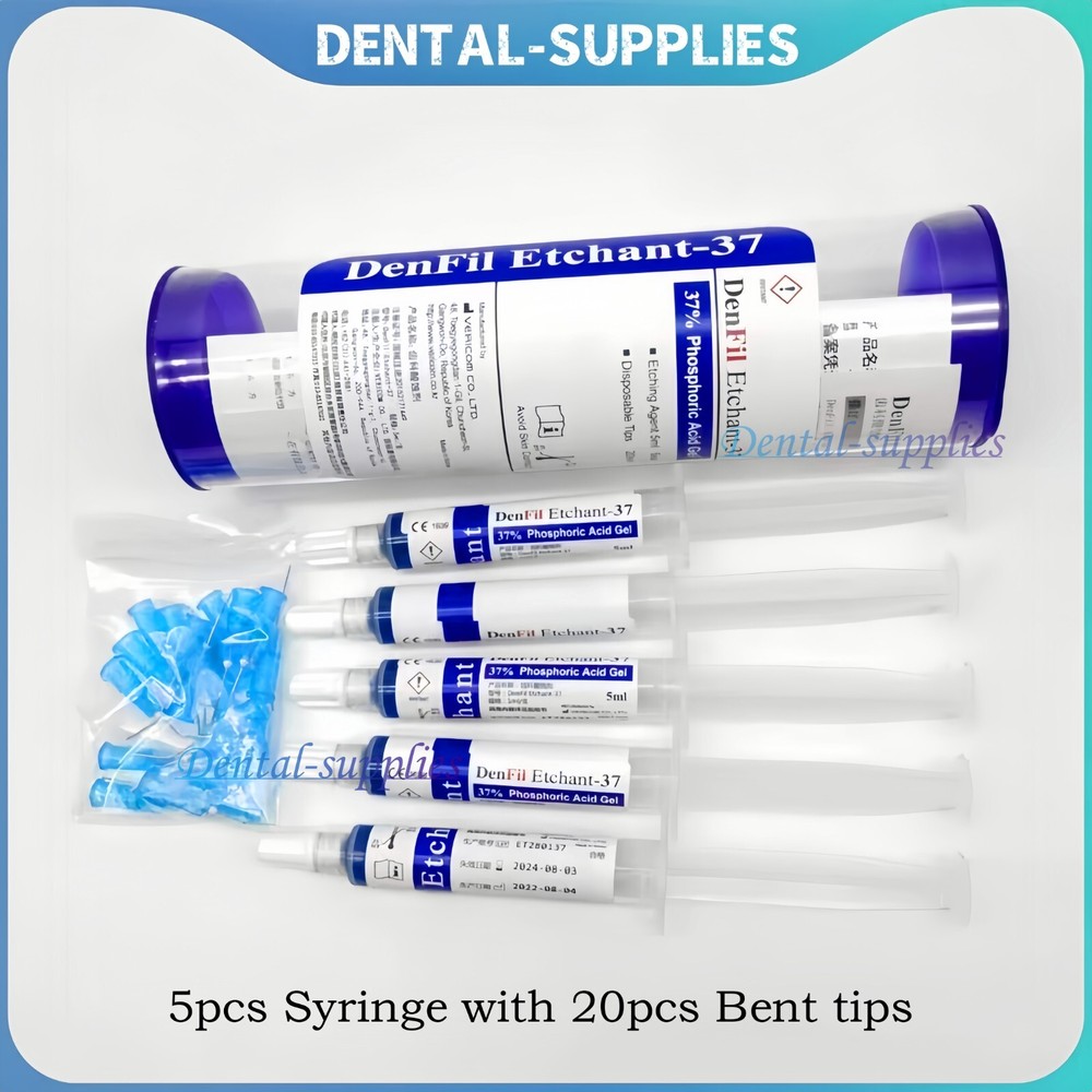 Dental DenFilTM 37% Phospharic Acid Etch Gel Etching Agent 5ml with Tips