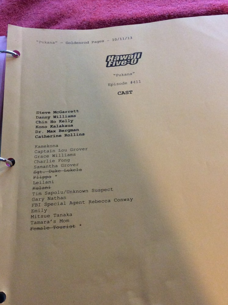 HAWAII FIVE-O ORIGINAL SCRIPT 411 SCHEDULE 2013 PUKANA DANIEL DAE KIM