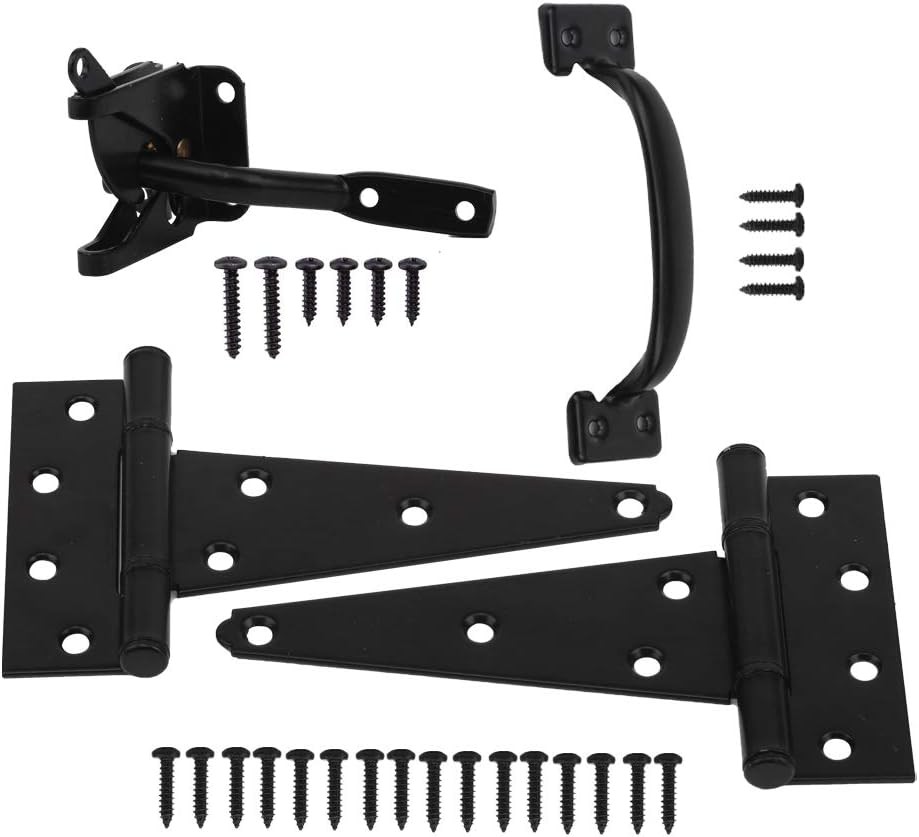 Wood Gate Hardware Set- Heavy Duty 6" Gate Tee Hinge,Pull Set Gate Hardware Kit