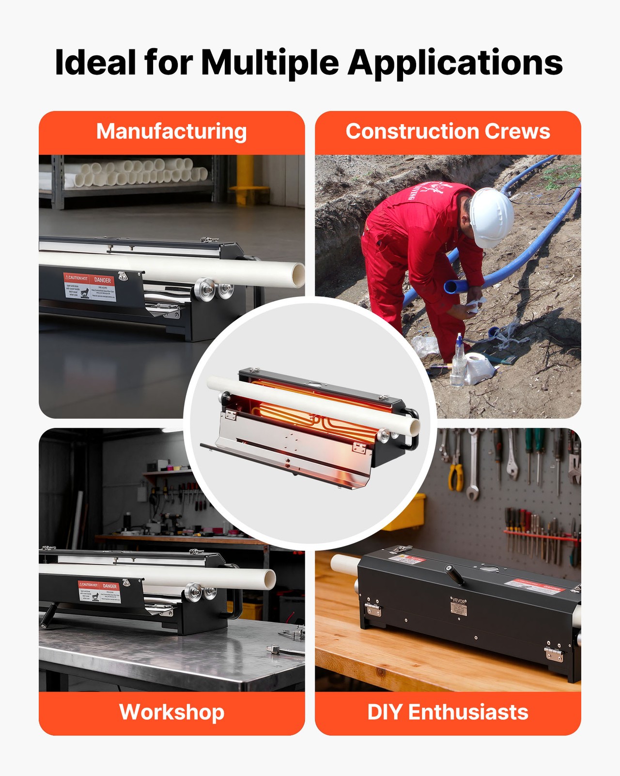 VEVOR Electric PVC Heater PVC Bender Conduit Heater 1/2" - 2" 1200W Pipe Bending