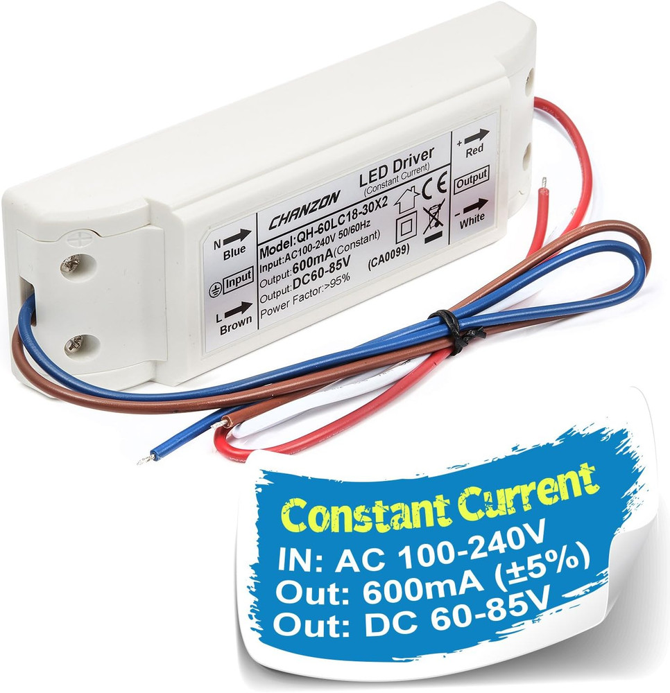Chanzon LED Driver 600Ma (Constant Current Output) 60V-85V (Input 110-240V AC-DC