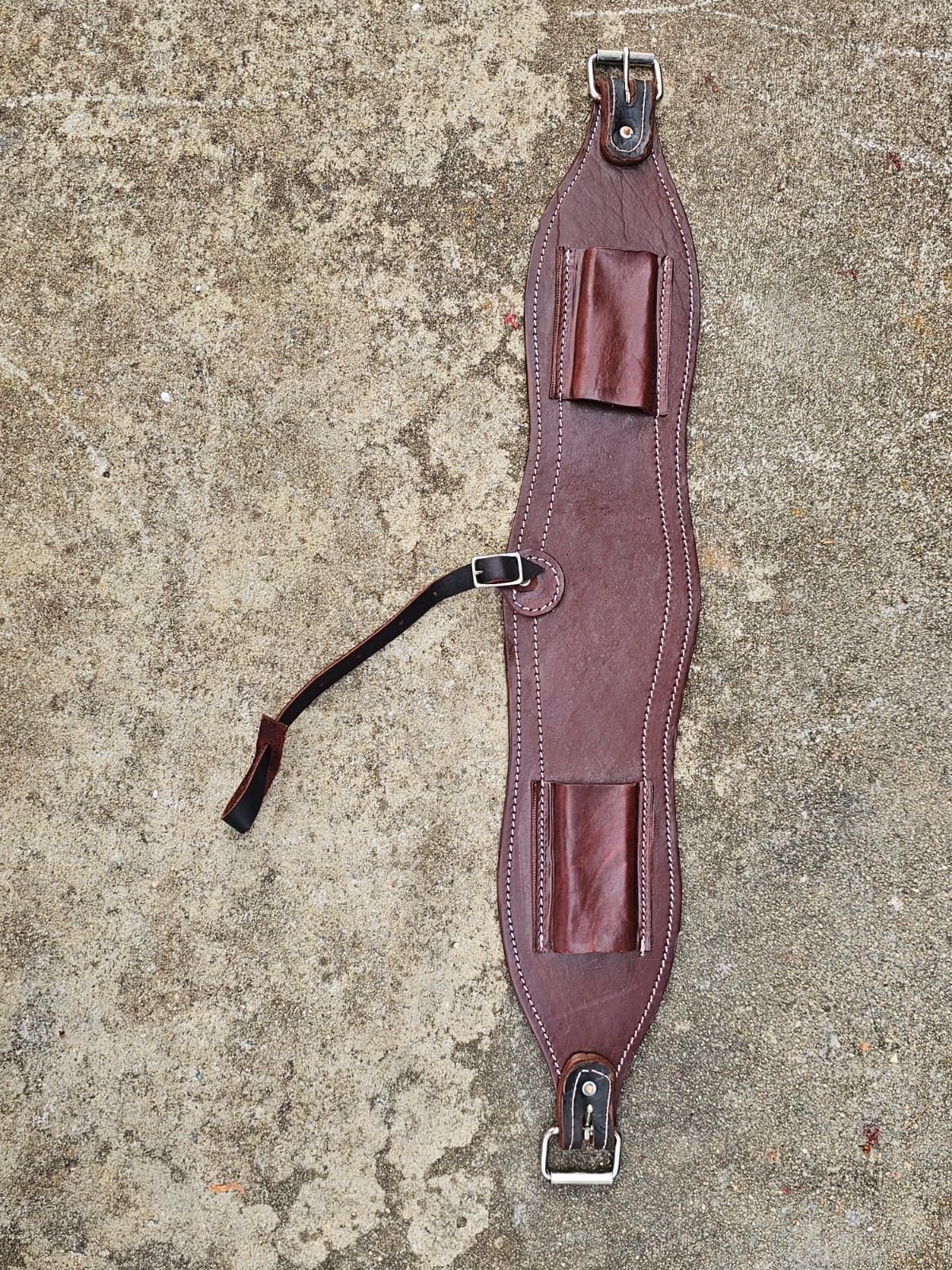 New 6" Wide Western Leather Rear Flank Cinch with Connector Strap