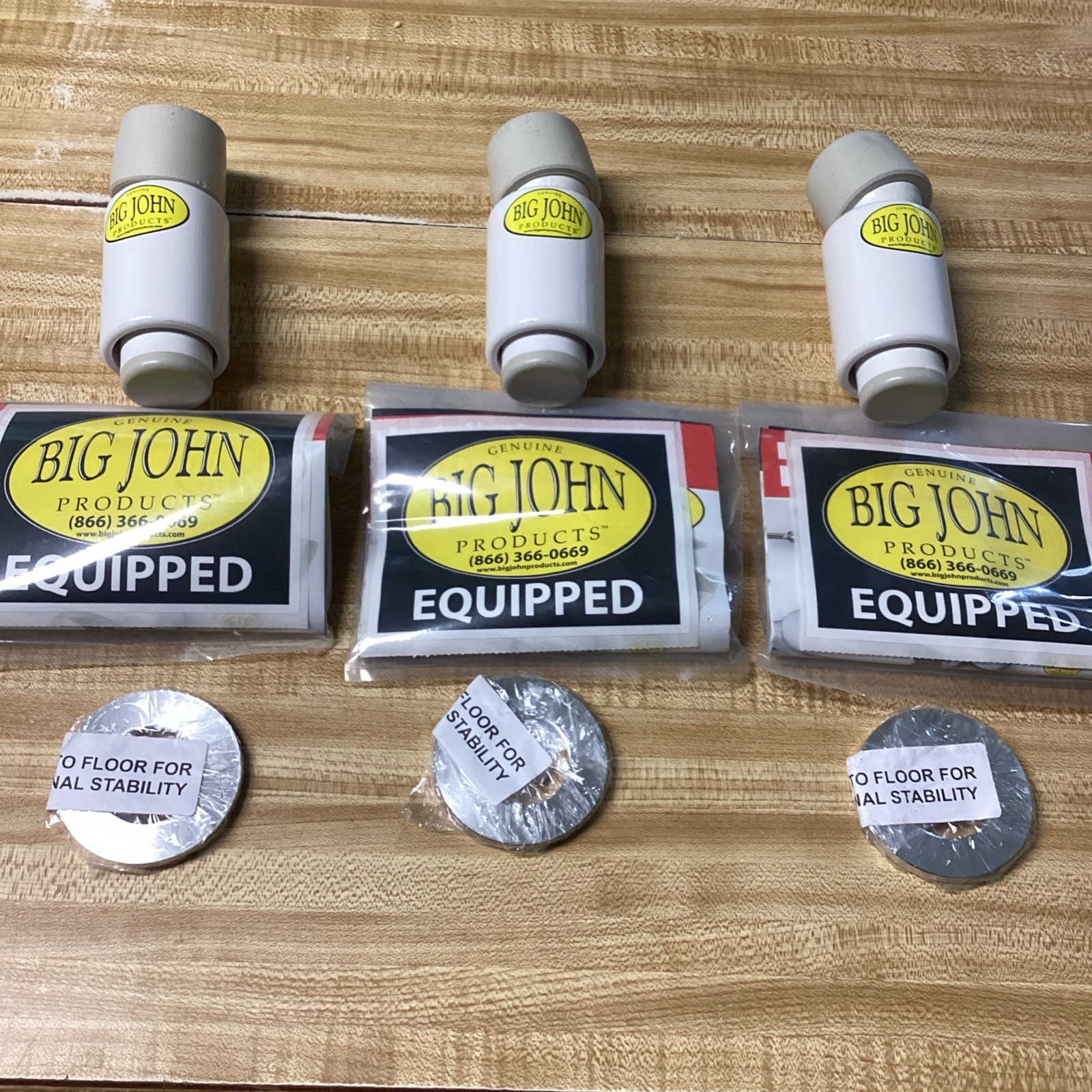 Lot of 3 Big John 612011919-S Short Toilet Support Stabilizer Adj. 5" to 7-1/2"