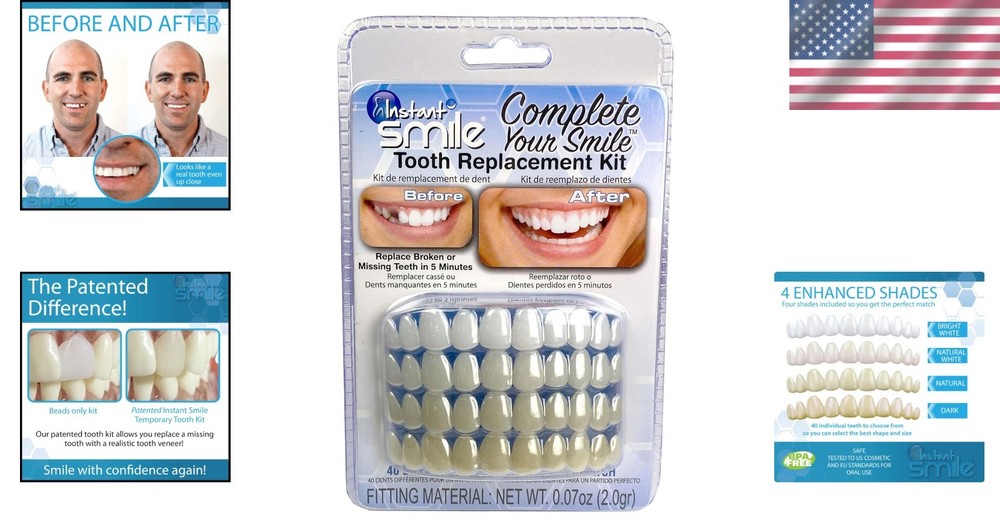 Temporary Tooth Replacement Kit 4 Shades Patented