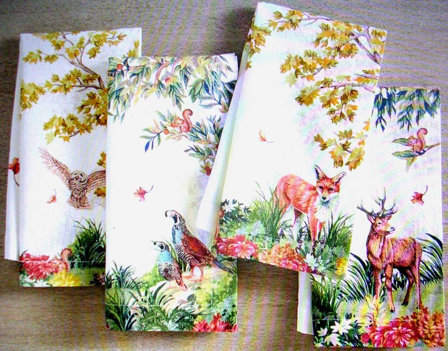 POTTERY BARN FANTASTICAL FOREST NAPKINS SET OF FOUR COTTON & LINEN NEW WITH TAGS