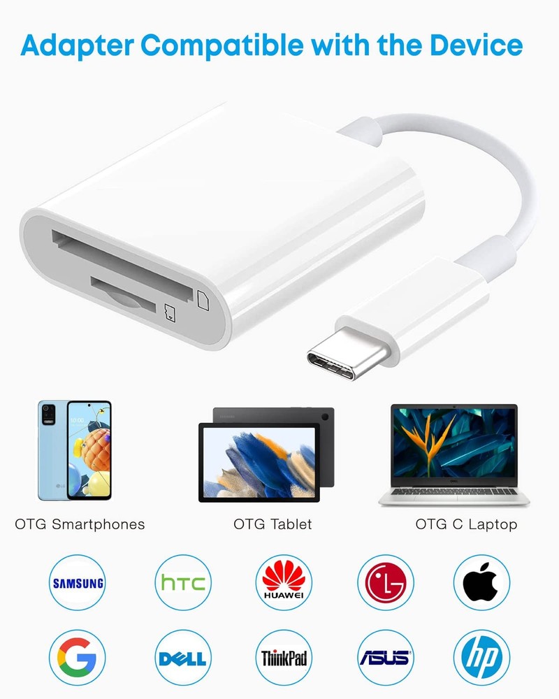 USB C SD Card Reader, USB-C to SD/Micro C, 2 Port (SD+TF)