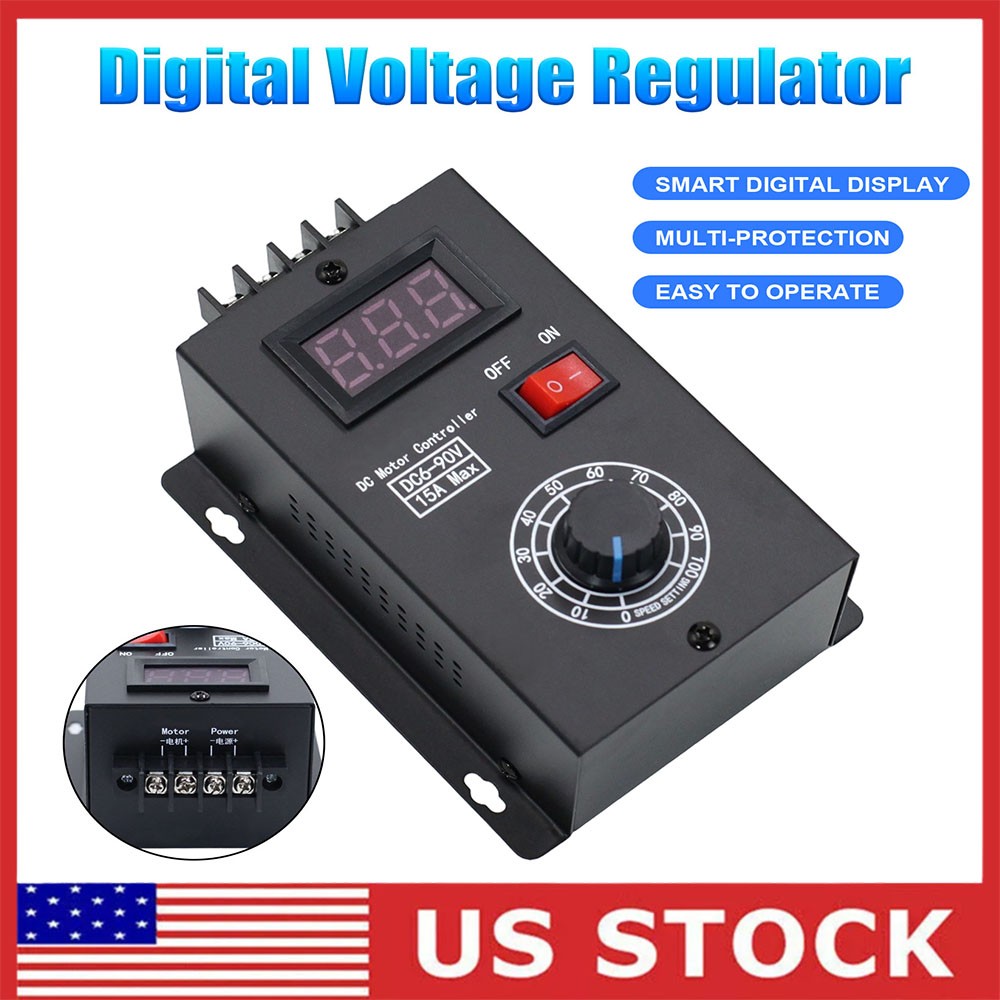 DC Motor Speed Regulator DC 6V-90V 15A PWM Digital Controller Switch LED Display