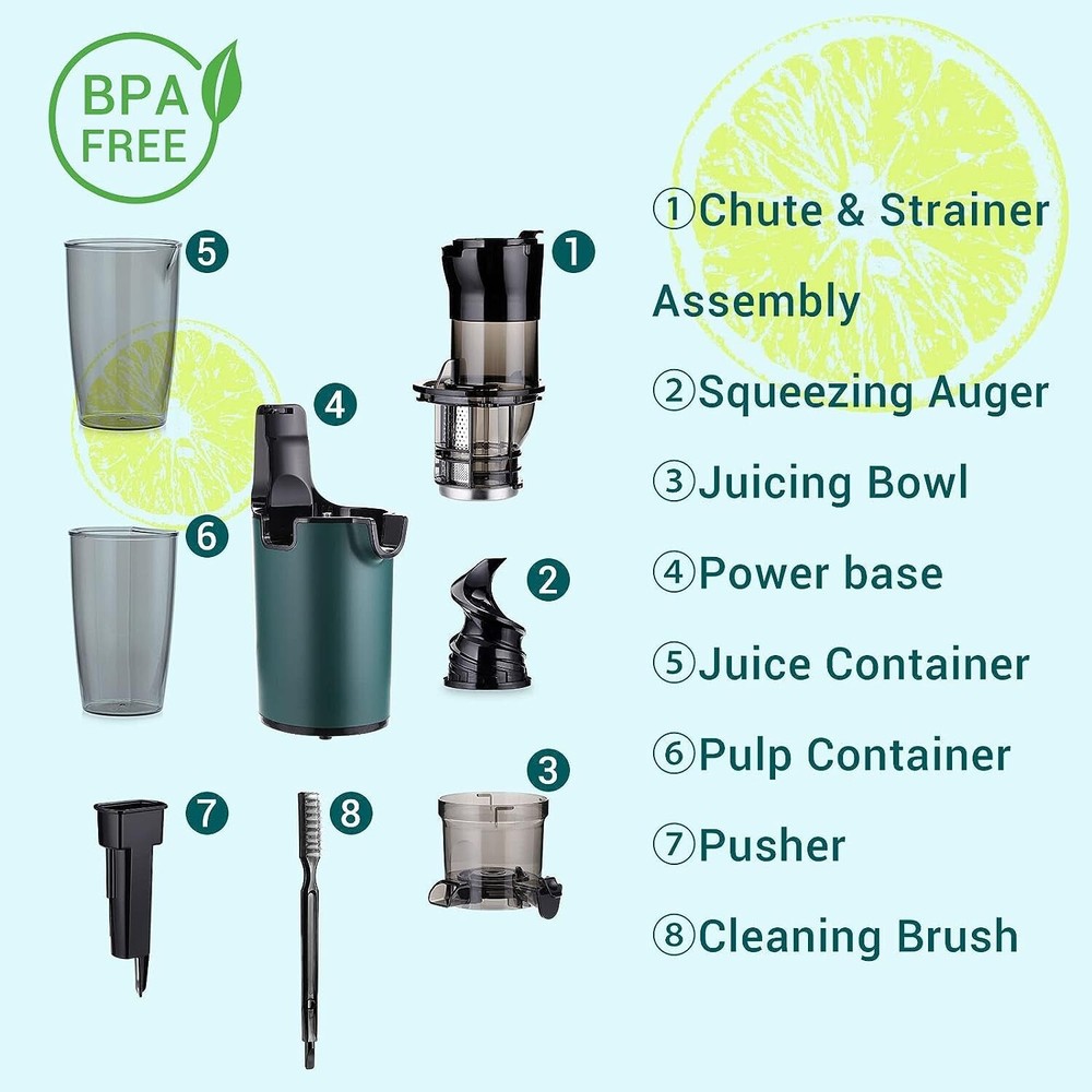 Slow Juicer Machine Masticating Cold Press Juicers Squeezer Vegetable Processor