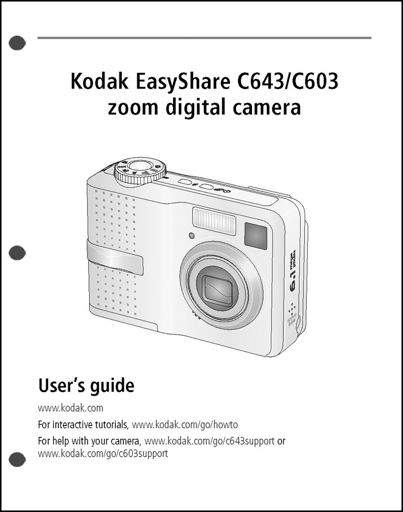 Kodak EasyShare C603 Digital Camera User Guide Instruction  Manual