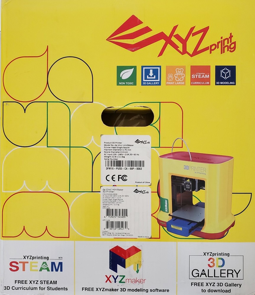 XYZ 3D PRINTER Da Vinci Mini Maker- NEW- OPEN BOX.