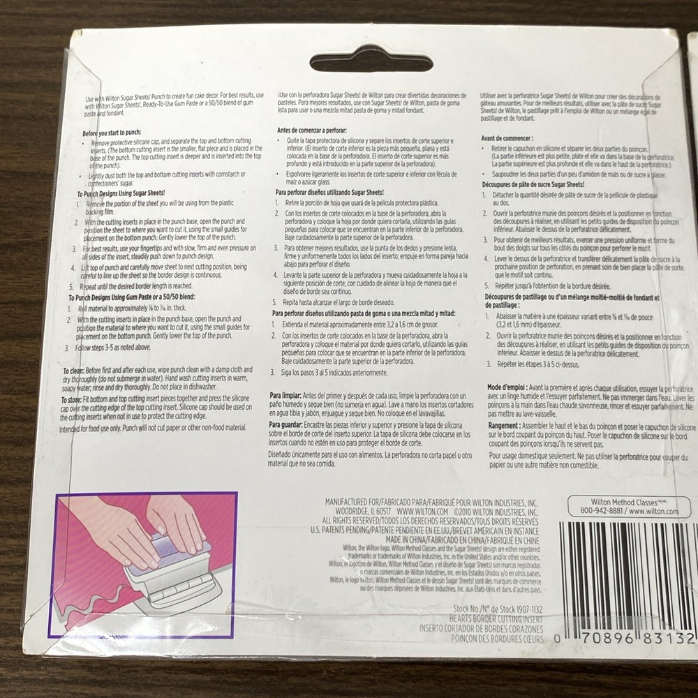 Wilton Sugar Sheets Border Cutting Inserts- Hearts & Bubbles Borders -NEW