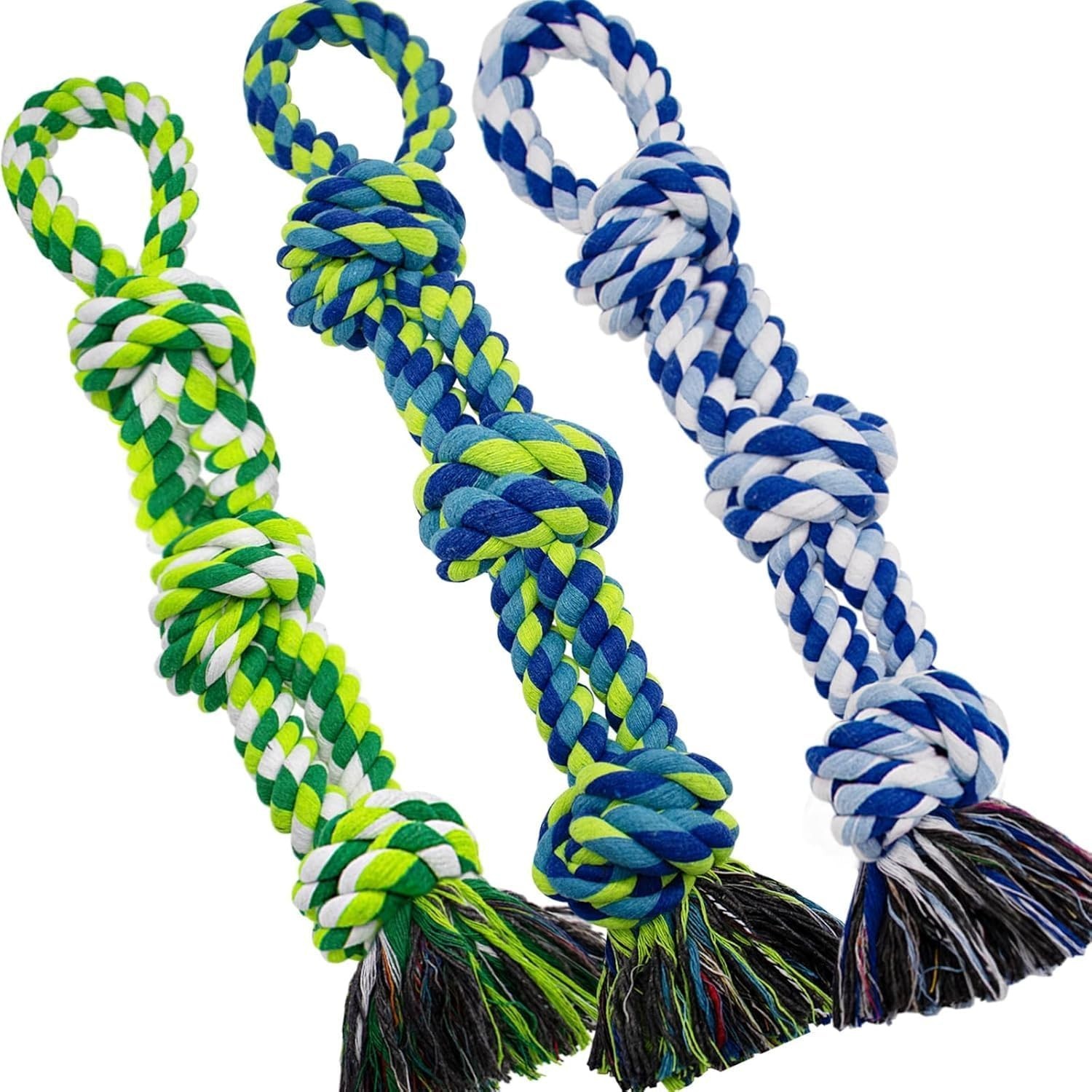 [3 Pack] Heavy Duty Dog Rope Toys-Large Tug & Chew Toy for Aggressive Chewers