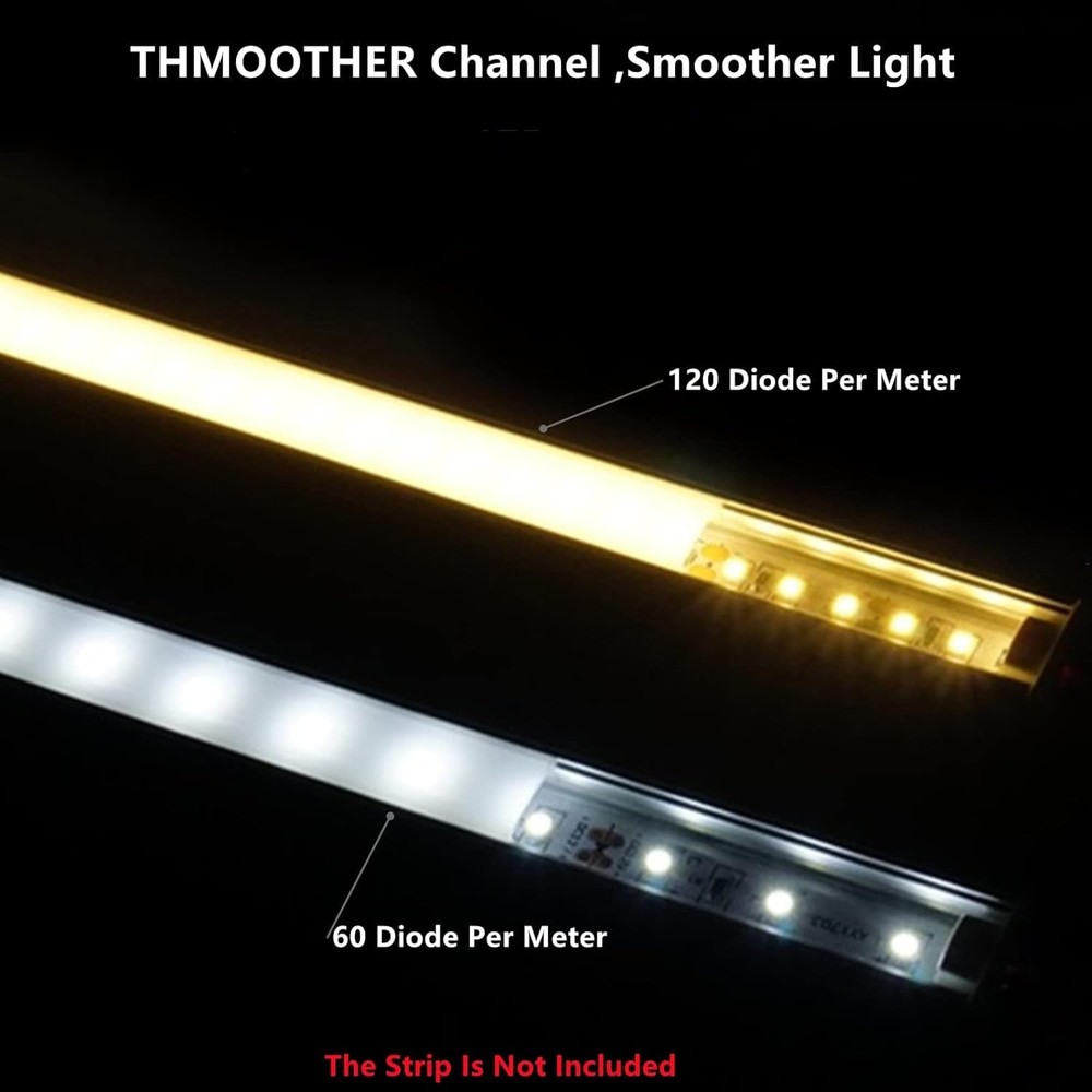 20-Pack 3.28FT Pre-Drilled Countersunk Hole LED Strip U Channel Diffuser,Matte B
