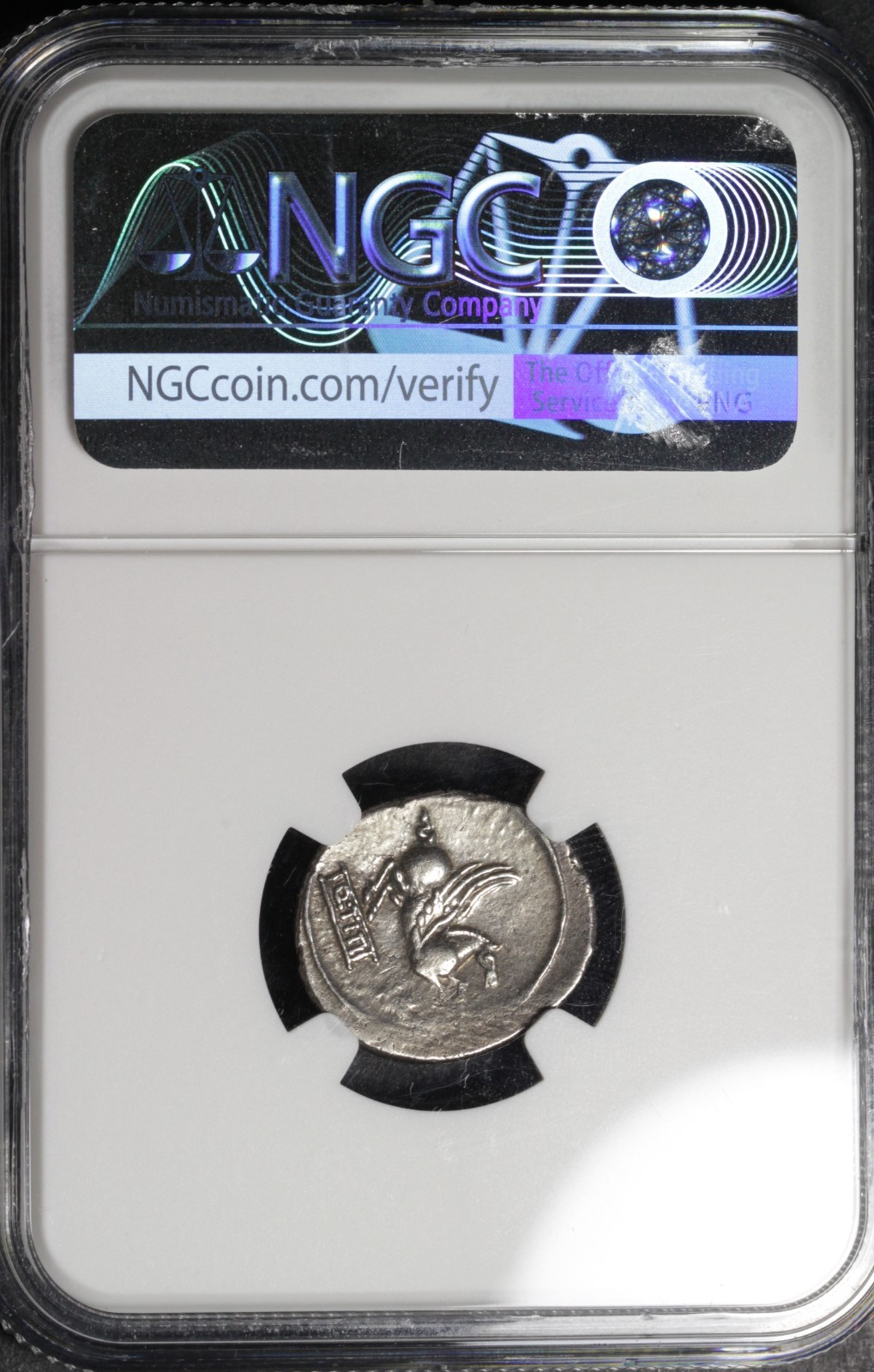 Pegasus Denarius Ancient Roman Republic Silver Coin 90BC NGC VF Titius