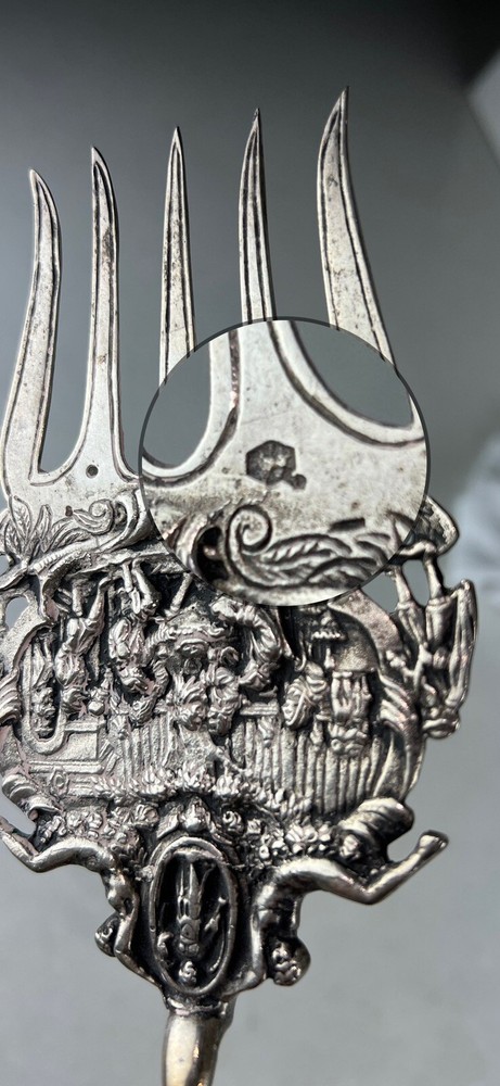 Antique Dutch 833 Silver Serving Fork