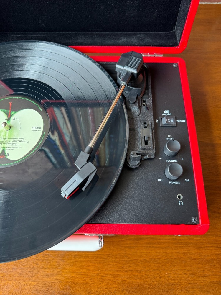 Open Box- Cruiser Plus Portable Turntable with Bluetooth In/Out - Red
