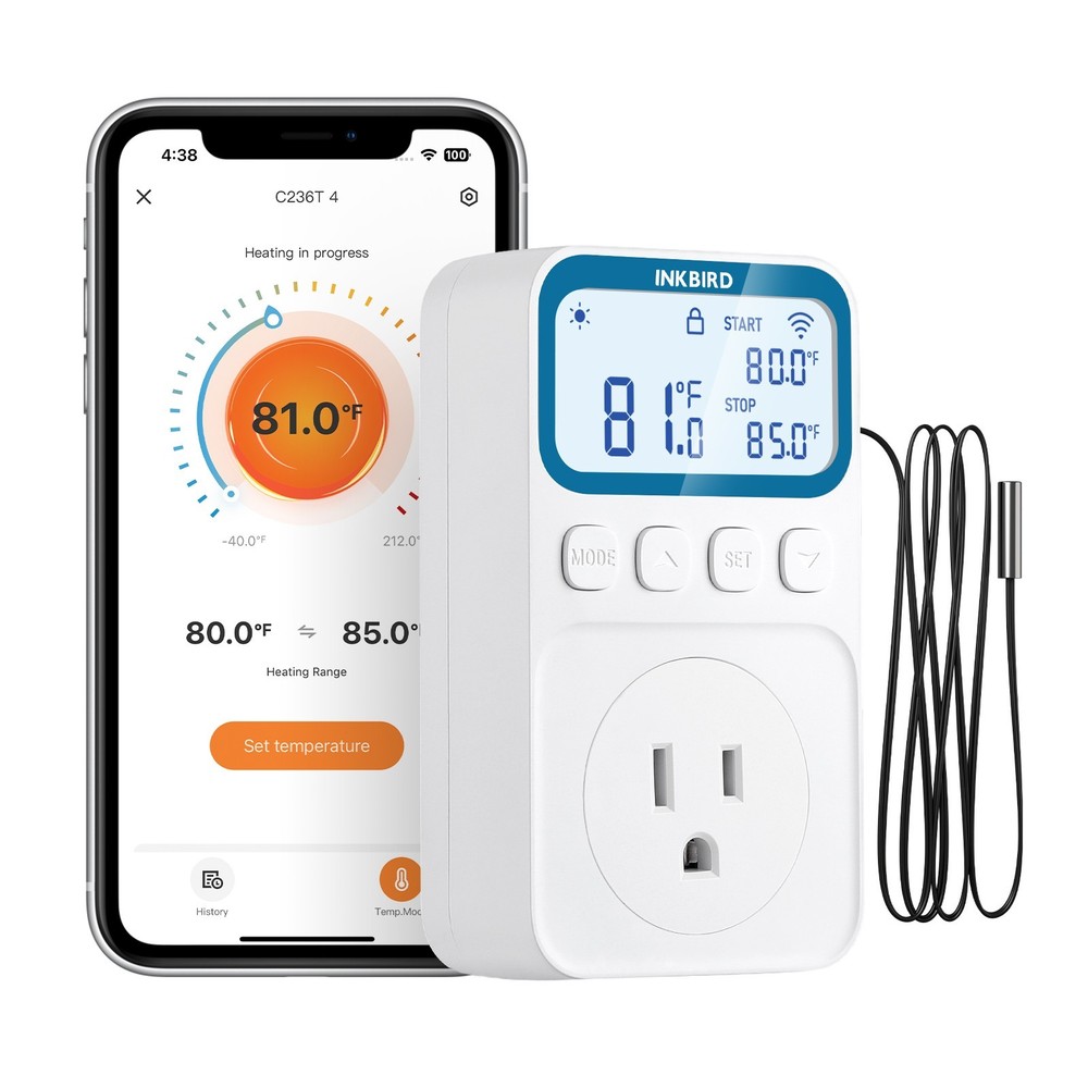 1800W Outlet Thermostat Socket INKBIRD 15A Heating Cooling Temperature Control