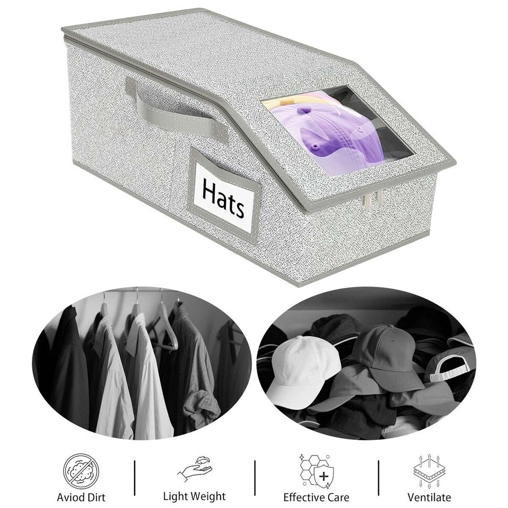Stackable Hat Storage Organizer for Baseball Caps 12 Caps Hat Box with Lid