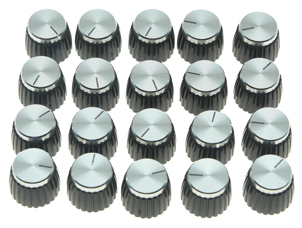 20x Guitar AMP Amplifier Knobs Black w/ Silver Cap Push on Knob fits Marshall