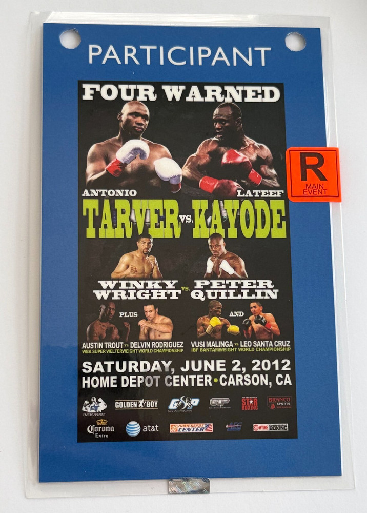 2012 Antonio Tarver Vs Lateef Kayode Credential Boxing Wright vs Quillin Malinga