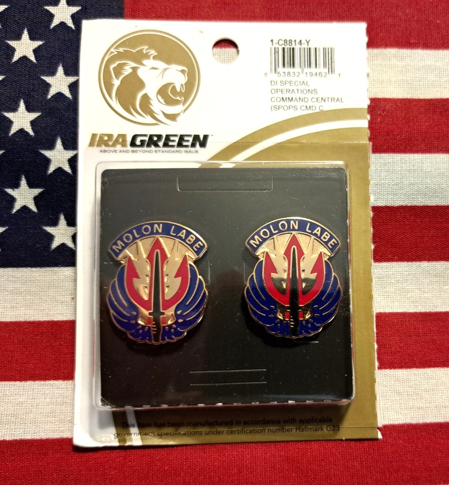 SPECIAL OPERATIONS COMMAND CENTRAL SPOPS CMD DUI CREST NIP G-23 PAIR