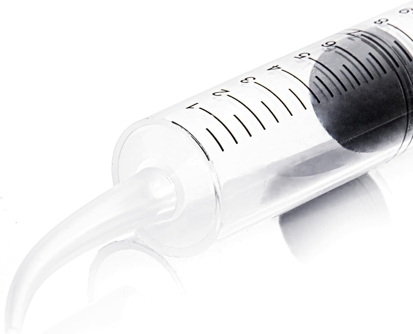 10Pcs Dental Irrigation Syringes Long Curved Tips Syringe Measurement 12CC