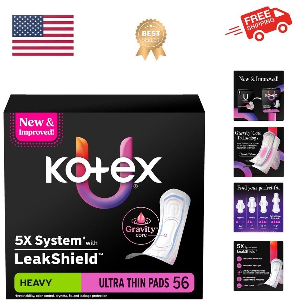 Ultra Thin Pads, Heavy Absorbency, 56 Count Packaging May Vary