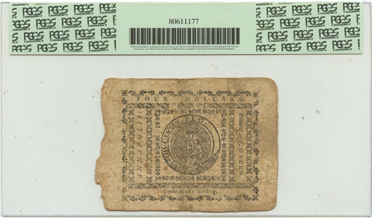 1775 December 7, $4 Maryland Colonial Note FR#MD-88 PCGS VF25 Ex Newman