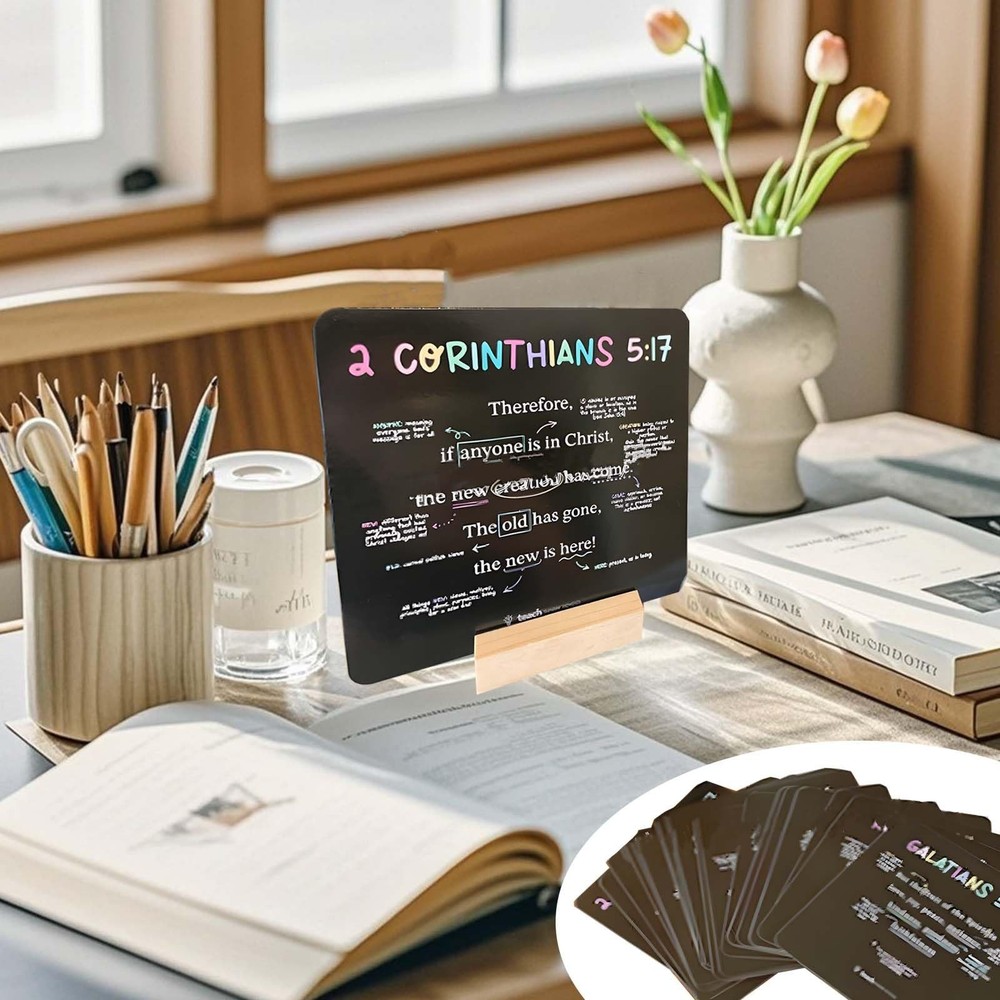 52 Scripture Cards with Stand - Weekly Bible Verses for Memory, Daily Devotio...