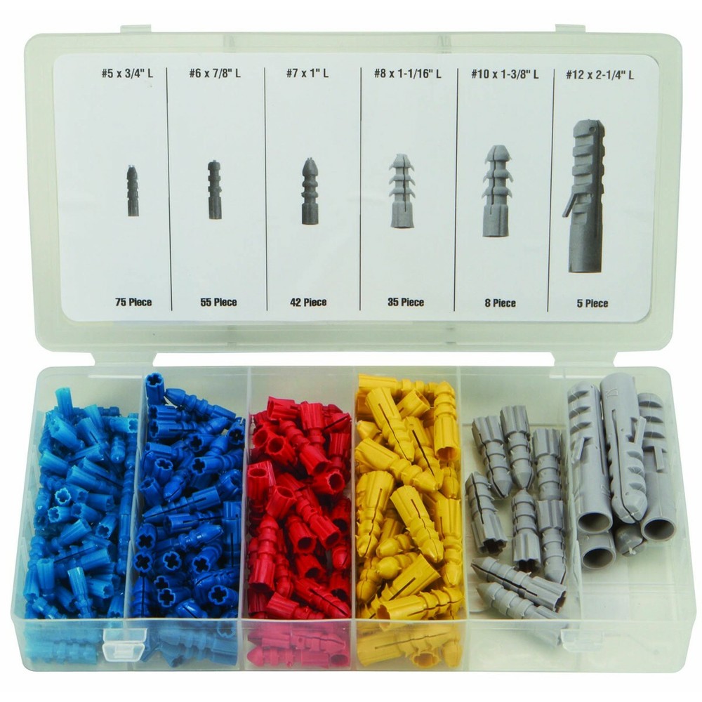 220 pc Wall Anchor Assortment Mount Hang Objects in Drywall Wall