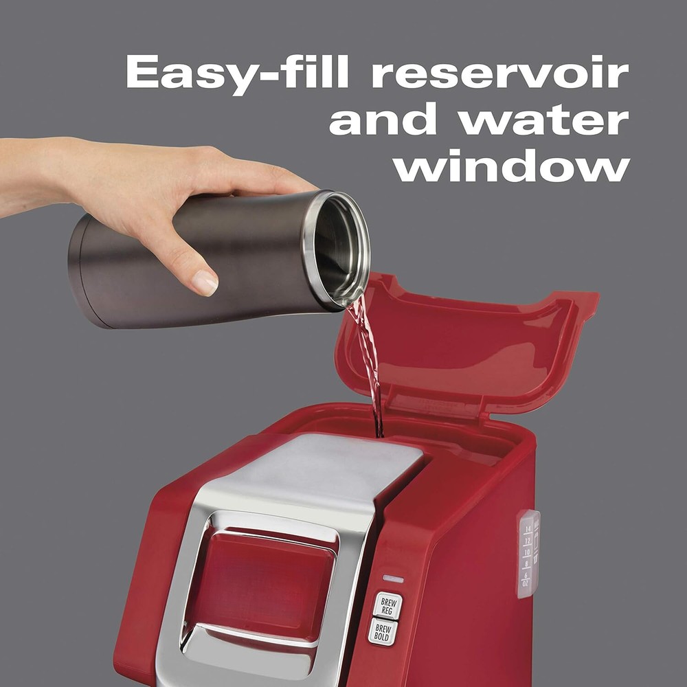 Single Cup Coffee Maker, Pod Pack and Ground Coffee Compatible, 1 Cup, Red