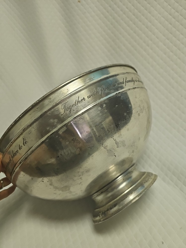 Pottery Barn Antique Silver Sentiment Serving Bowl 13"