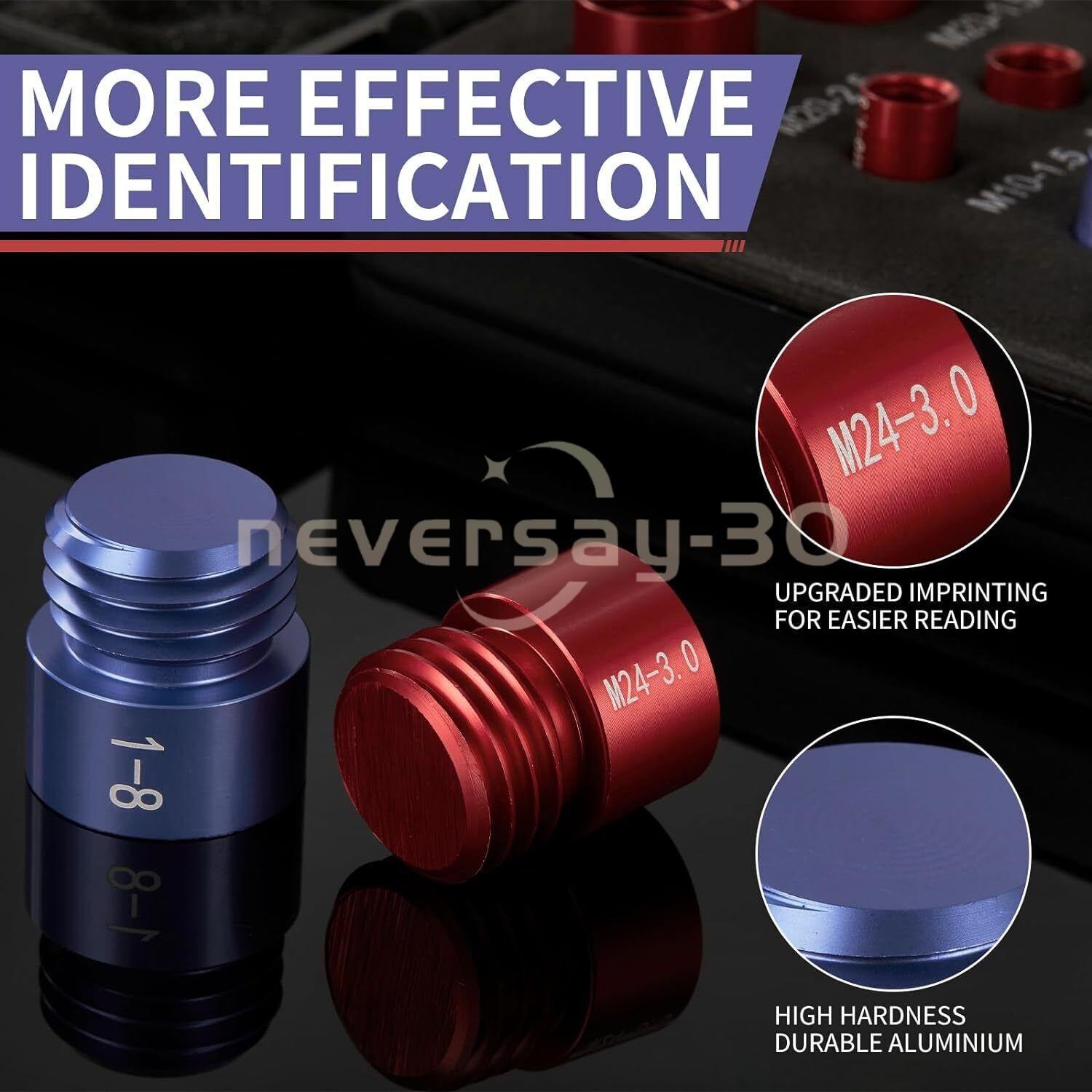 44pcs Screw Bolt Nut Thread Measure Gauge Size Checker Set (23 Inch & 21 Metric)